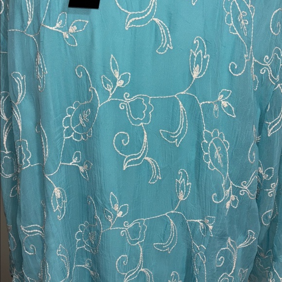 Maggie Barnes Teal Embroidered Blouse - Picture 6 of 8